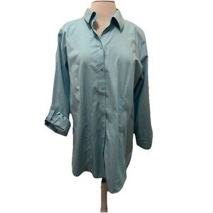 Chico's Seafoam Blue Button-Front Tunic Shirt